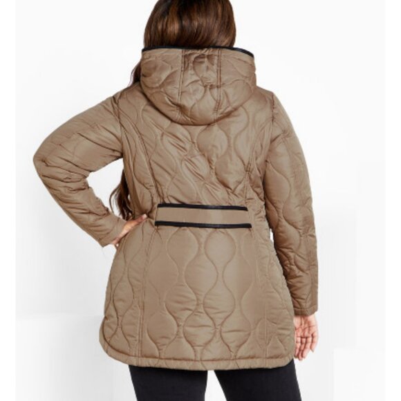 NWT City Chic EVANS 18/20 Plus Size Quilted Contrast Trim Coat - Picture 3 of 12